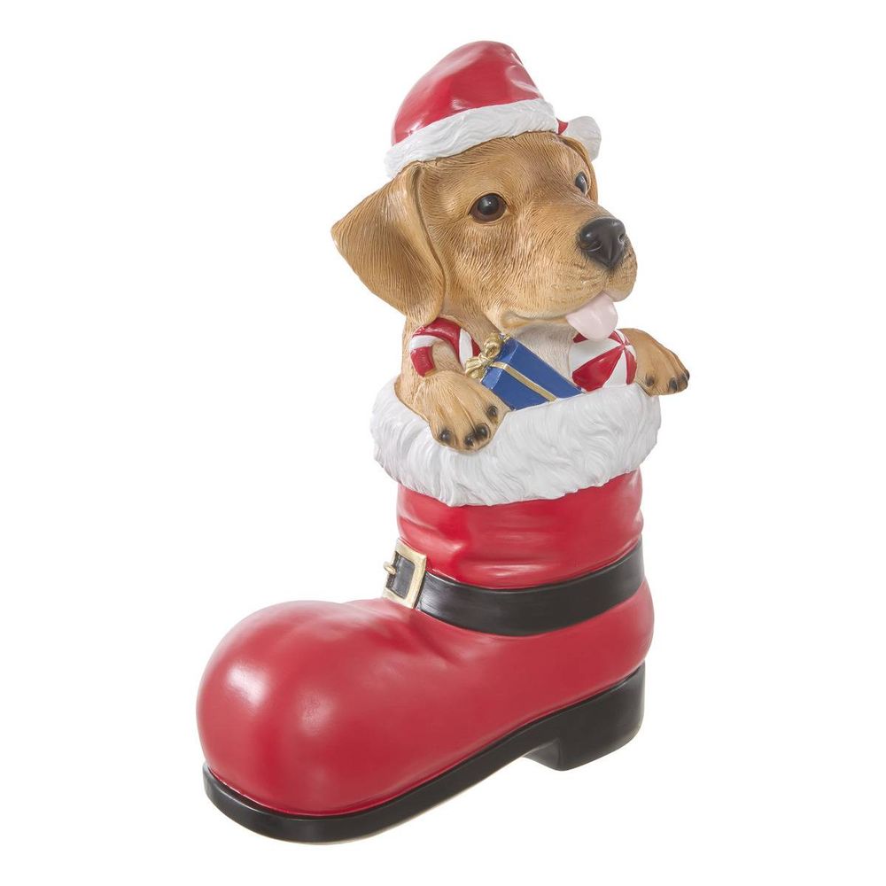Chien de noël en résine h. 30 cm