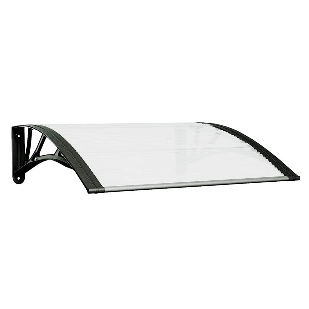 Auvent de porte noir et transparent 80x75 cm polycarbonate