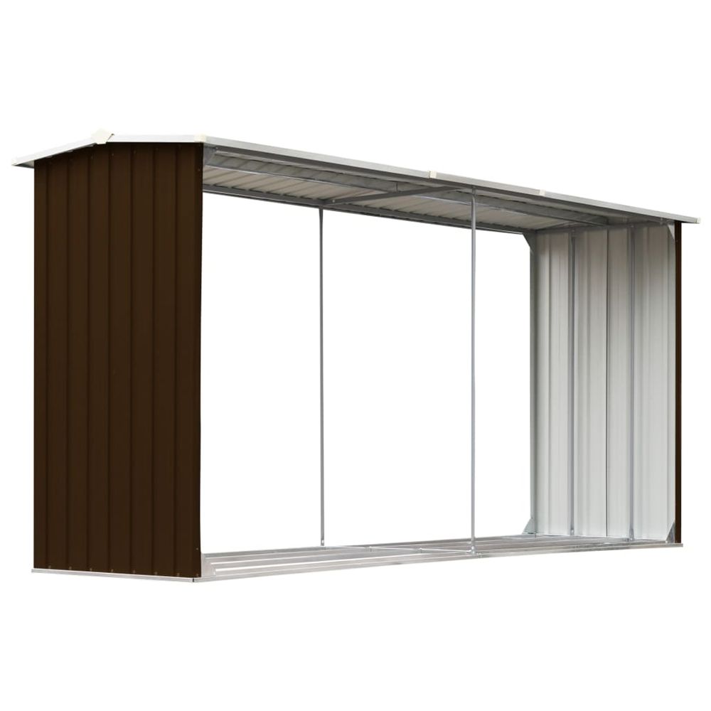 Abri de stockage de bois acier galvanisé 330x92x153 cm marron