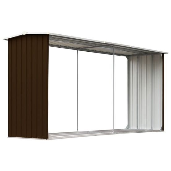 Abri de stockage de bois acier galvanisé 330x92x153 cm marron