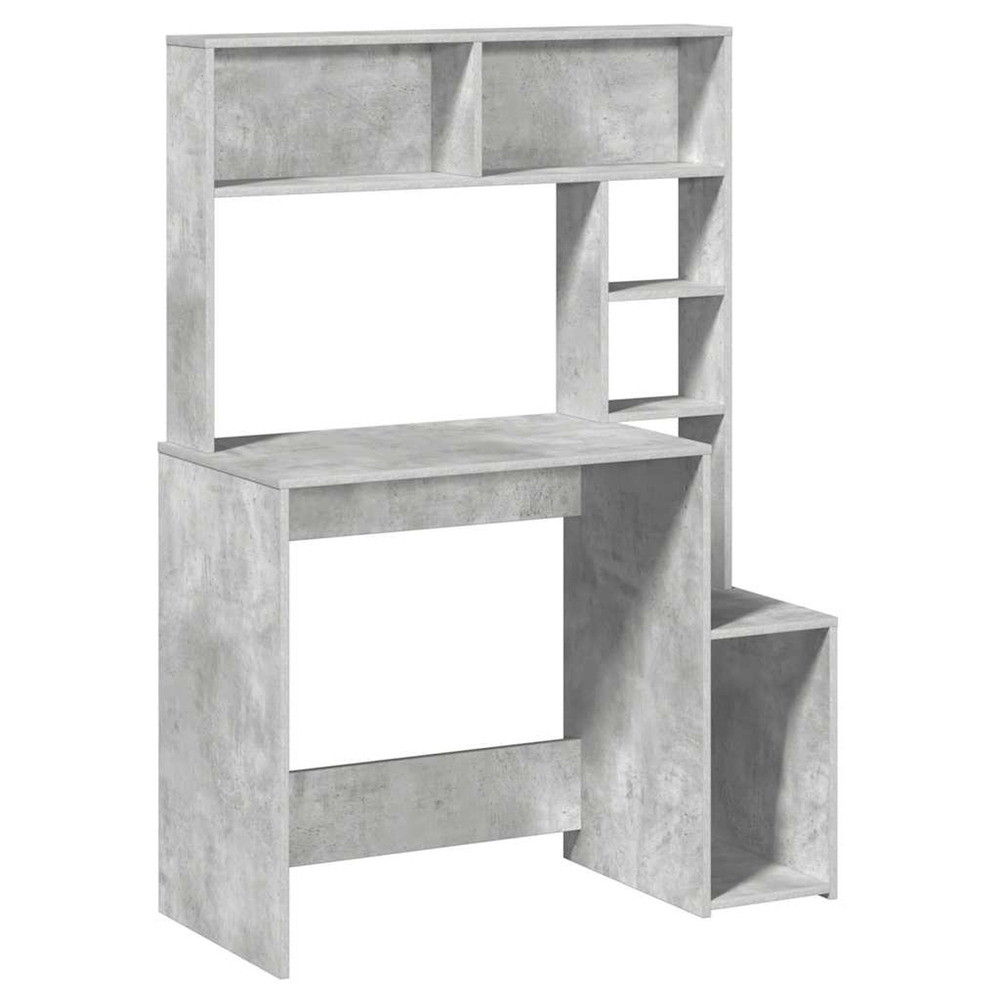 Bureau avec étagères gris béton 100x45x140 cm bois d'ingénierie