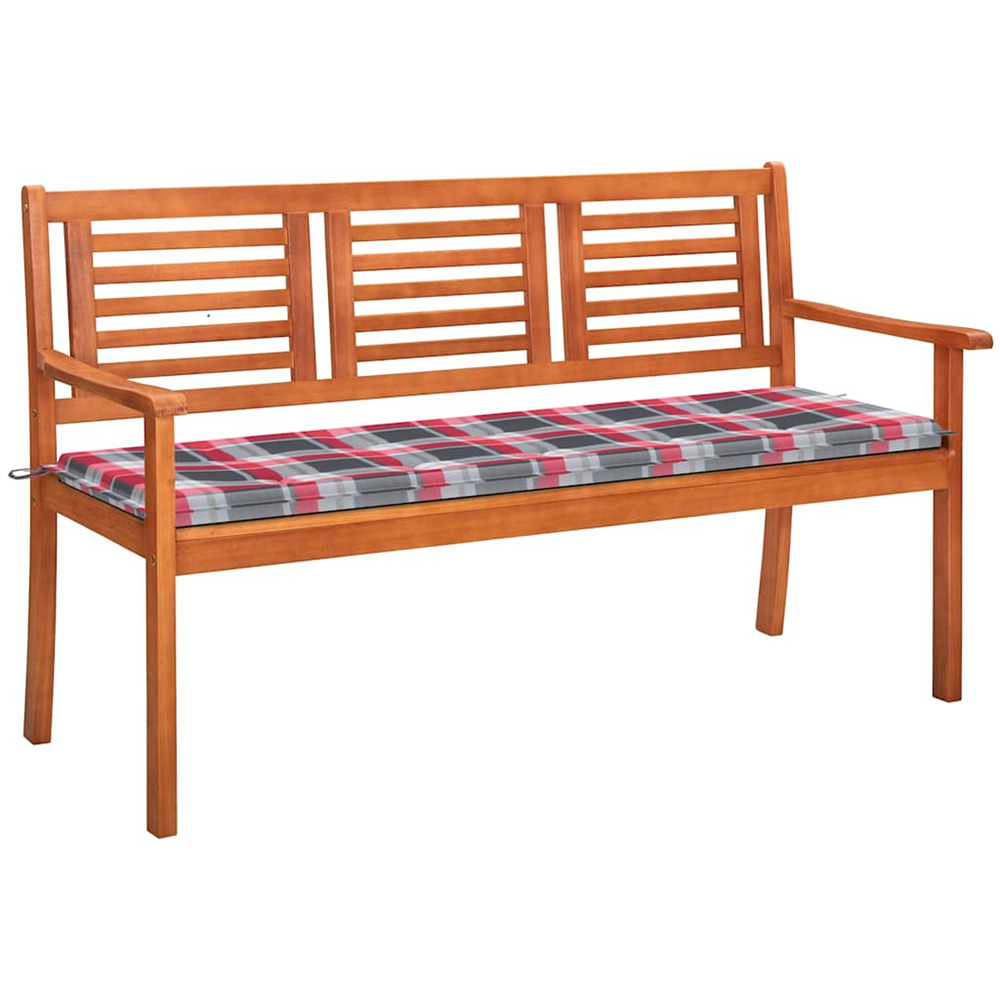 Banc de jardin 3 places avec coussin 150 cm bois d'eucalyptus