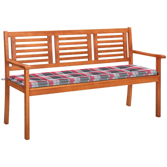 Banc de jardin 3 places avec coussin 150 cm bois d'eucalyptus