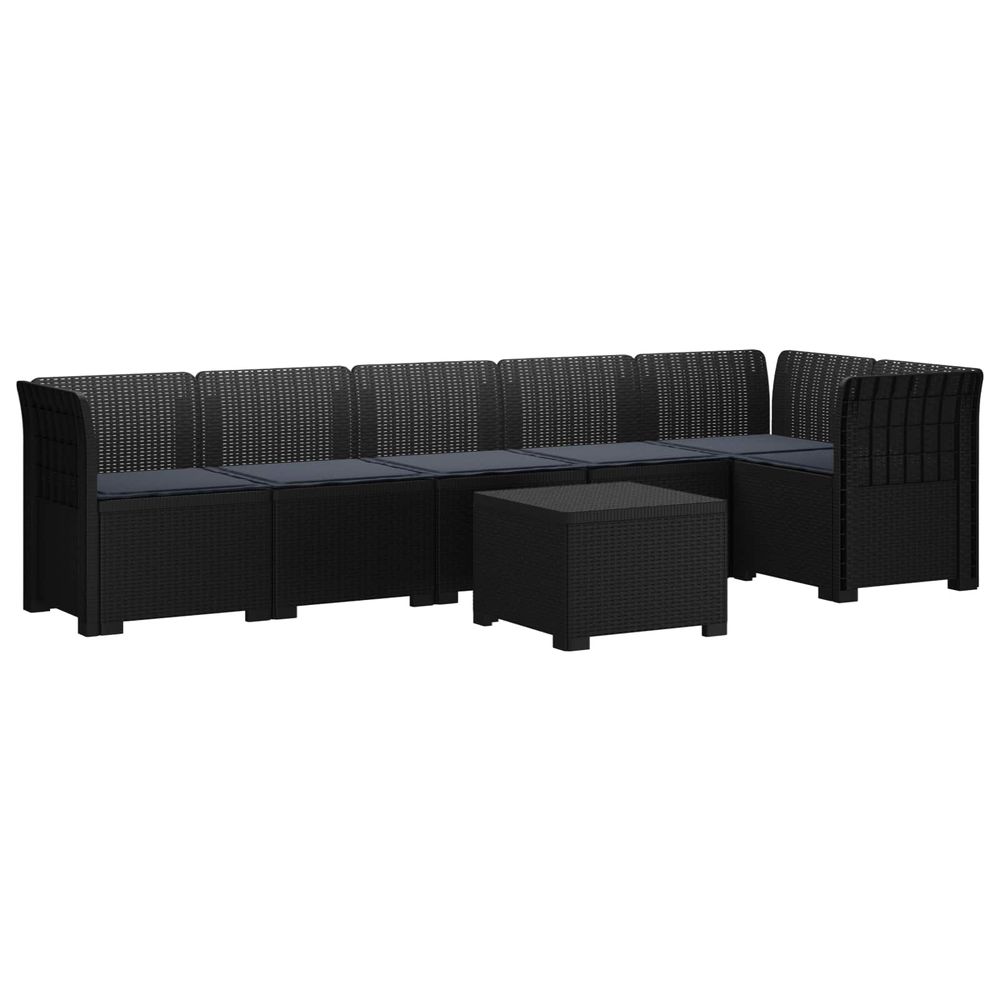Canapé de jardin 6 places avec coussins aspect rattan pp