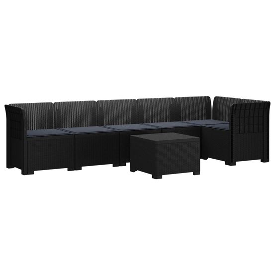 Canapé de jardin 6 places avec coussins aspect rattan pp