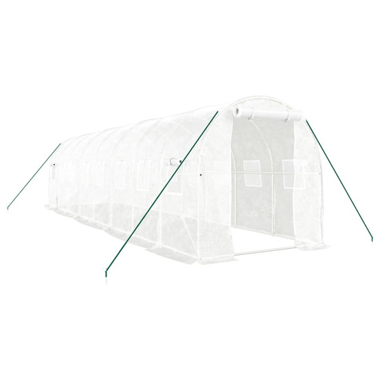 Serre avec cadre en acier blanc 16 m² 8x2x2 m
