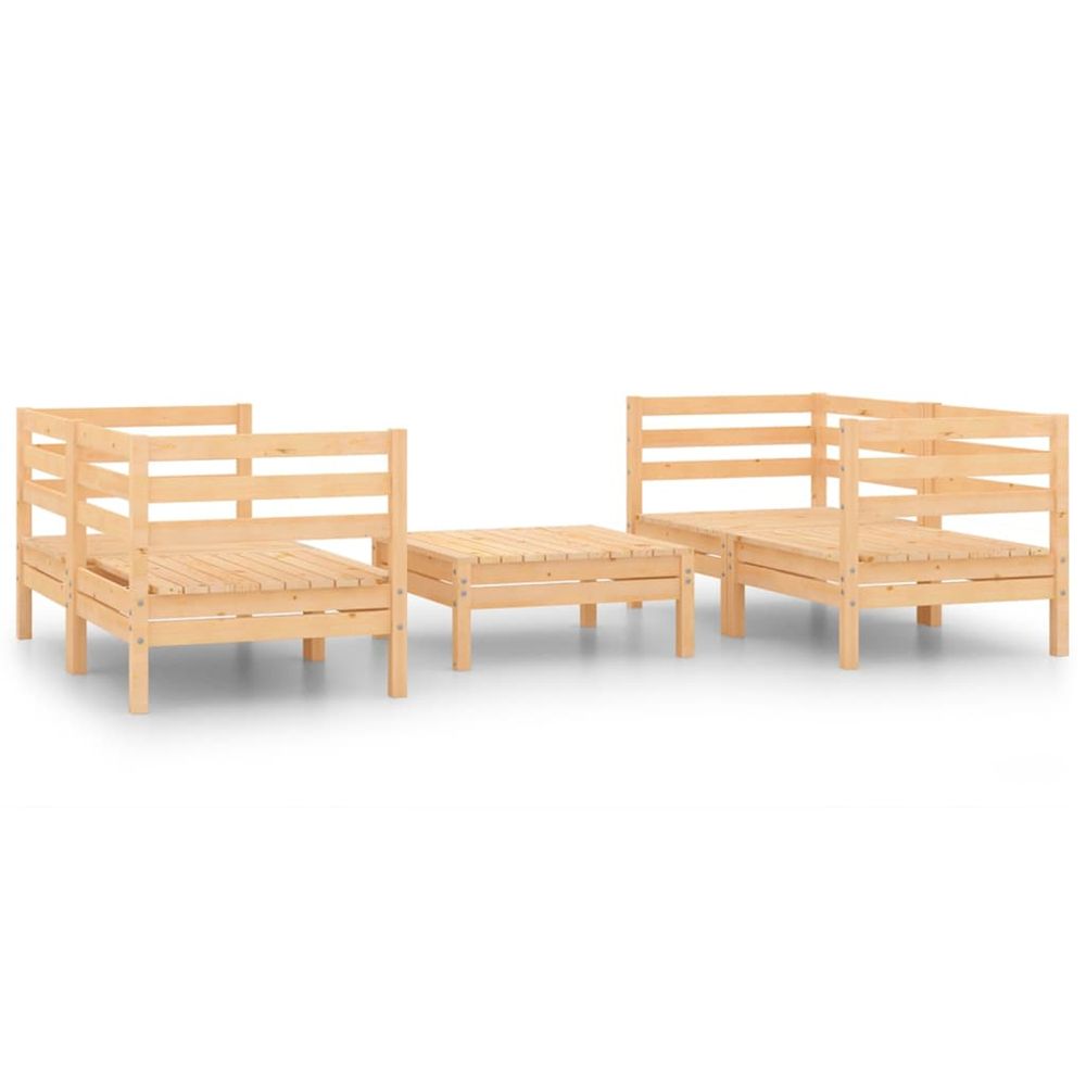 Salon de jardin 5 pcs bois de pin massif
