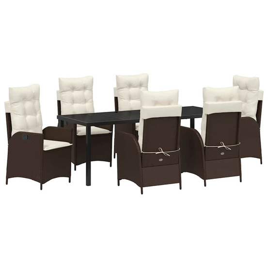 Ensemble de salle à manger pour jardin 7 pcs marron polyrotin