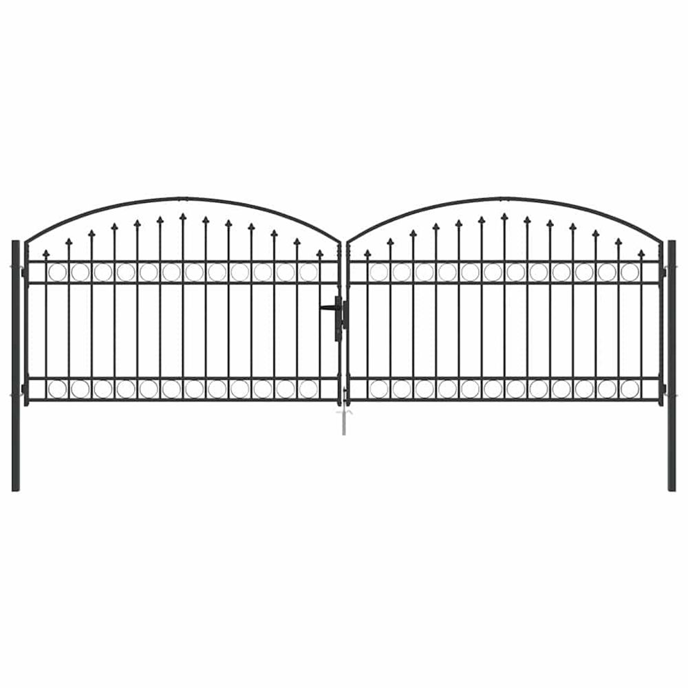 Porte de clôture assen 401 x 175,5 cm acier gris verrouillable