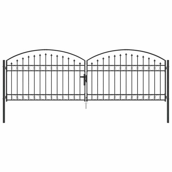 Porte de clôture assen 401 x 175,5 cm acier gris verrouillable
