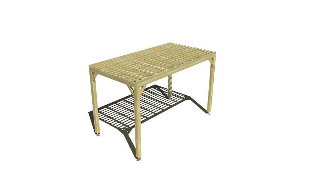 Pergola bois • 4m x 2m • indépendante • sens profondeur • lattage bois • livraison comprise