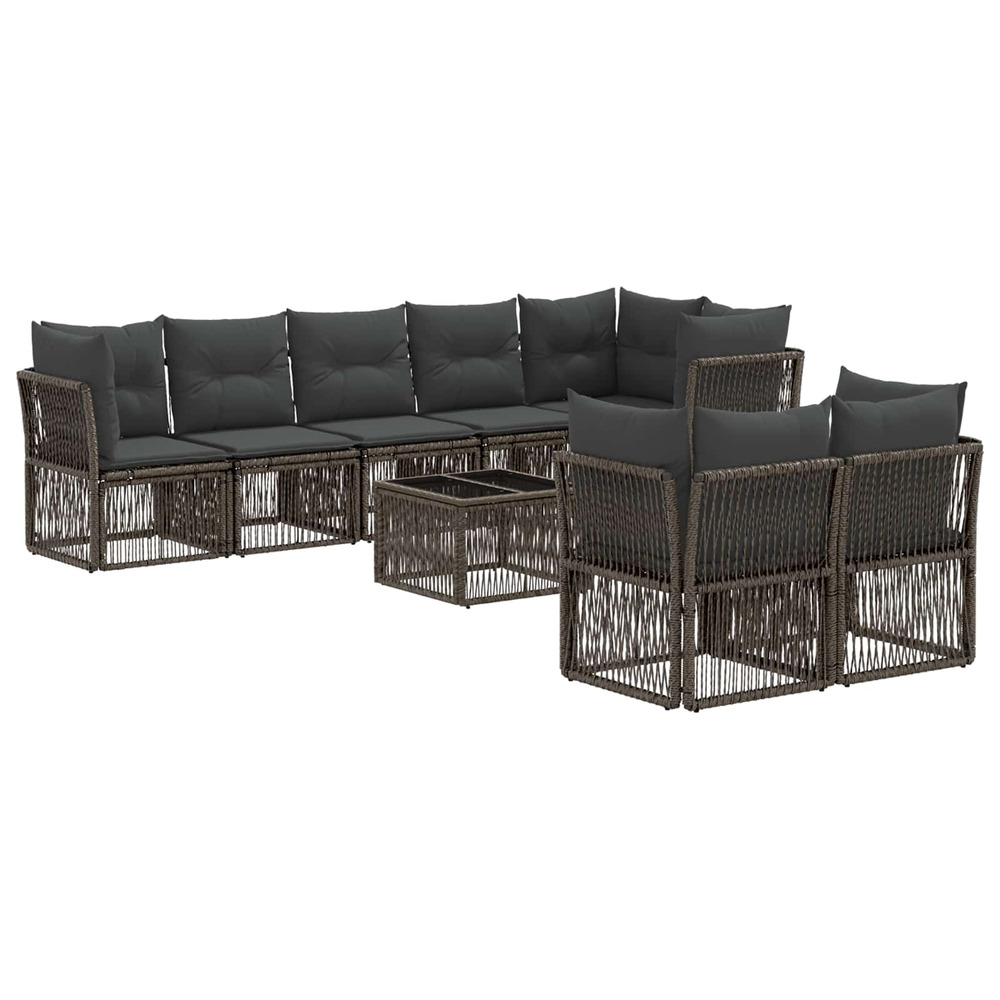Ensemble de canapé de jardin 9 pcs gris polyrotin