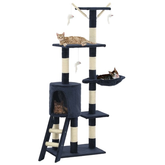 Arbre à chat avec griffoirs en sisal 138 cm bleu foncé