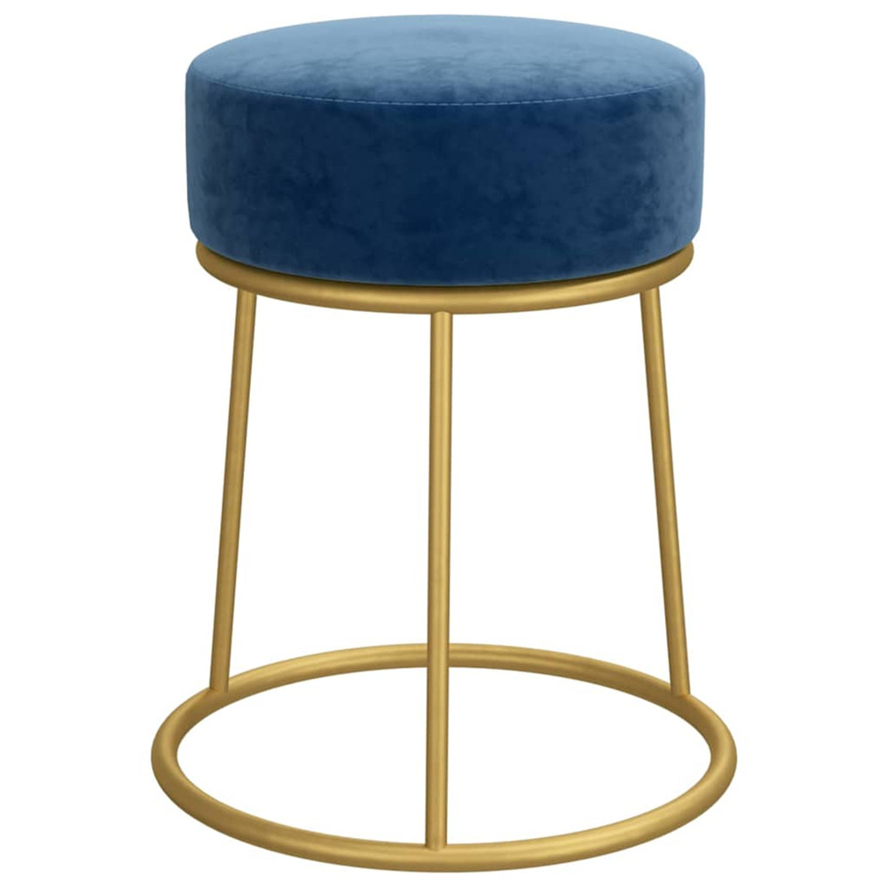 Tabouret rond bleu velours