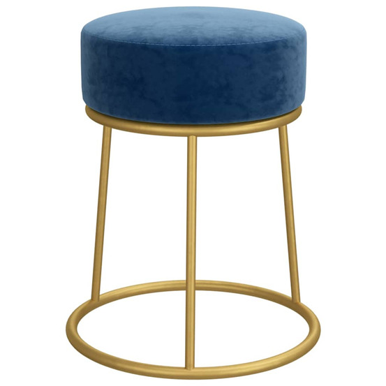 Tabouret rond bleu velours