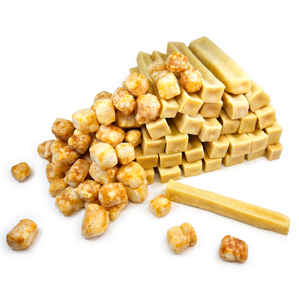 Plus Pack Duo : 30 os medium (2kg) + 300g de croustillants au fromage, lot économique pour chien (10-15kg)