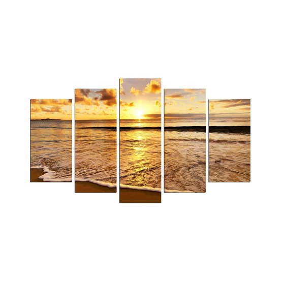 Lot de 5 tableaux coucher de soleil - orange