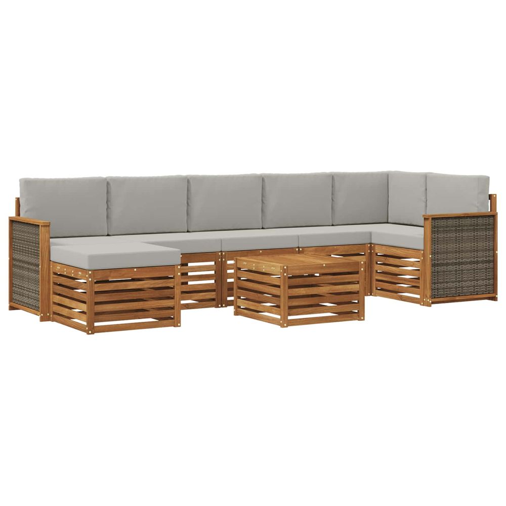 Ensemble de canapés d'extérieur 7 pc naturel et gris clair