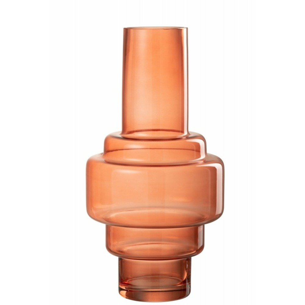 Vase escalier en verre rouge 19x19x36 cm