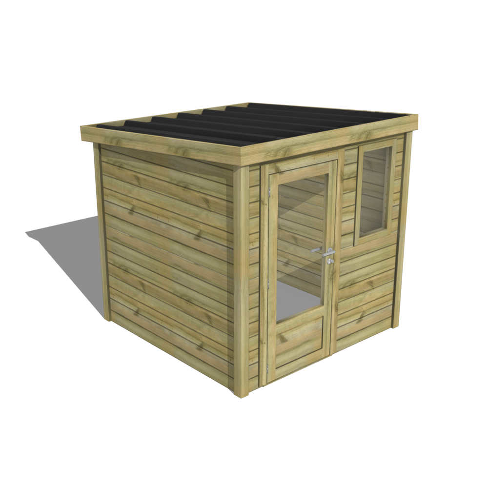 Abri de jardin bois pin traité autoclave 27mm - essentiel - 2,14x2,14m / 5m2 - bac acier - abri français