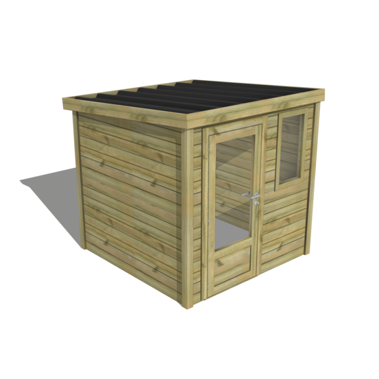 Abri de jardin bois pin traité autoclave 27mm - essentiel - 2,14x2,14m / 5m2 - bac acier - abri français