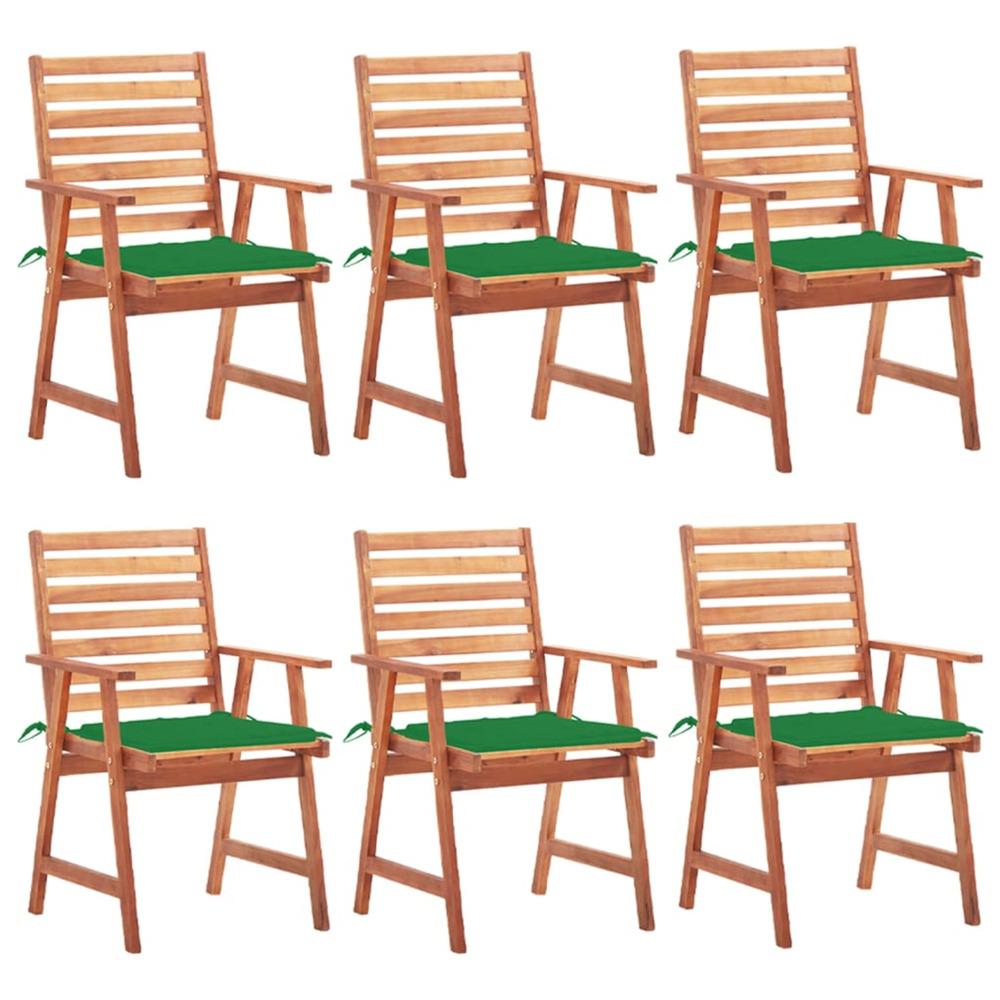 Chaises à manger d'extérieur lot de 6 et coussins acacia massif