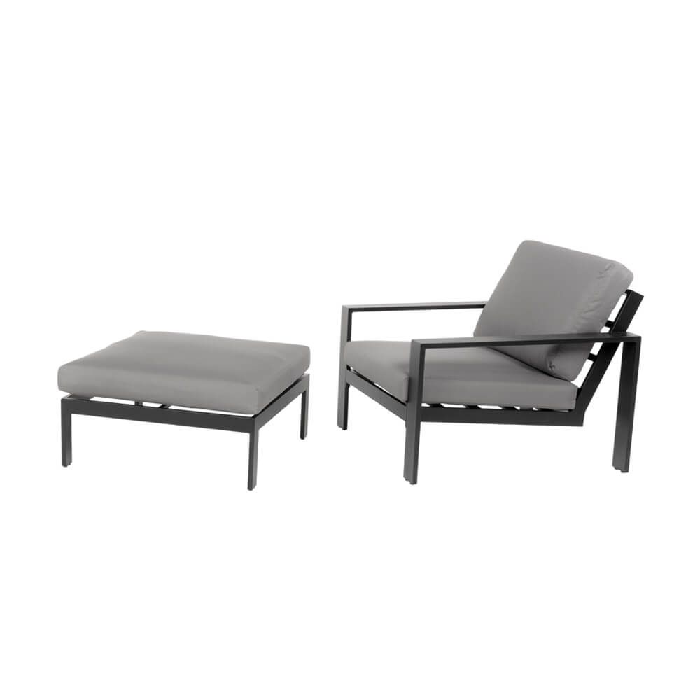 Home deluxe - ensemble de meubles de jardin - rio - noir, taille s - comprenant 1 tabouret, 1 fauteuil - coussins inclus i salon de