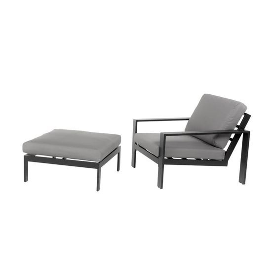 Home deluxe - ensemble de meubles de jardin - rio - noir, taille s - comprenant 1 tabouret, 1 fauteuil - coussins inclus i salon de
