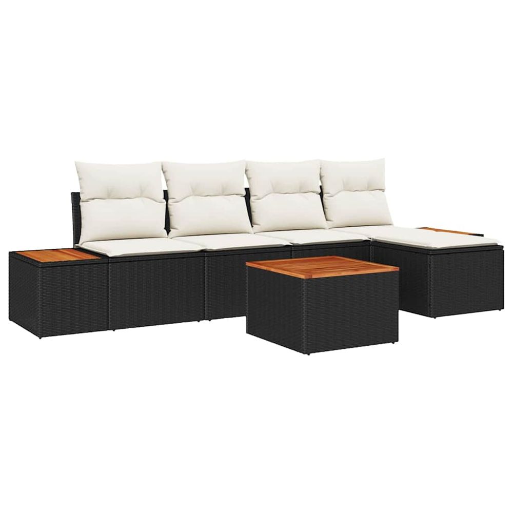Ensemble de canapé de jardin 6 pc noir poly rotin