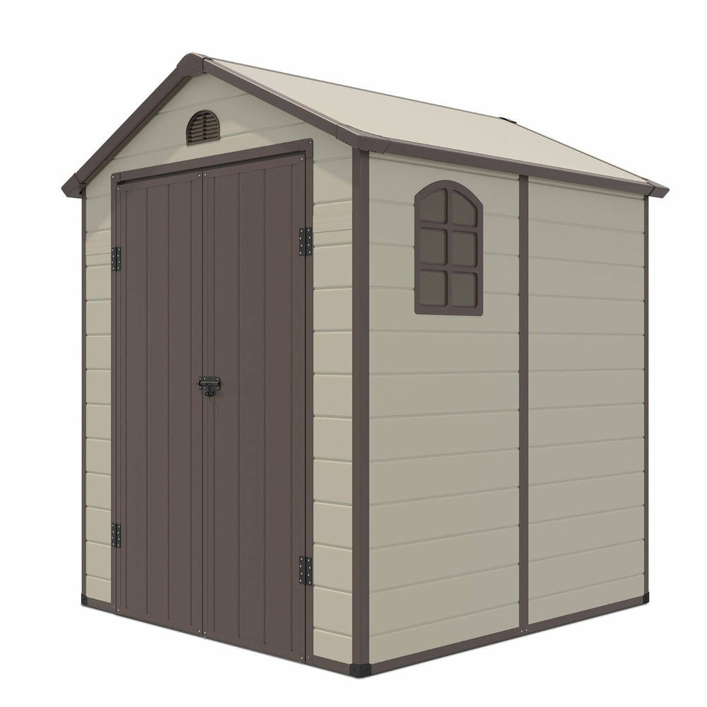 Abri de jardin en plastique 192 x 190 x 226 cm avec accès facile et ventilation optimale style moderne en pp beige