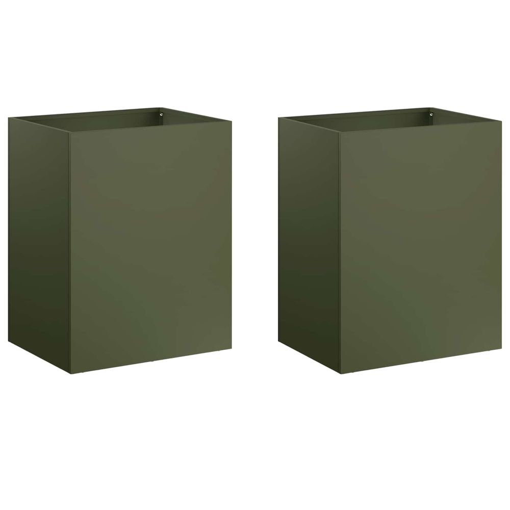 Cache-pot de jardin 2 pc vert olive 40 x 30 x 40 cm