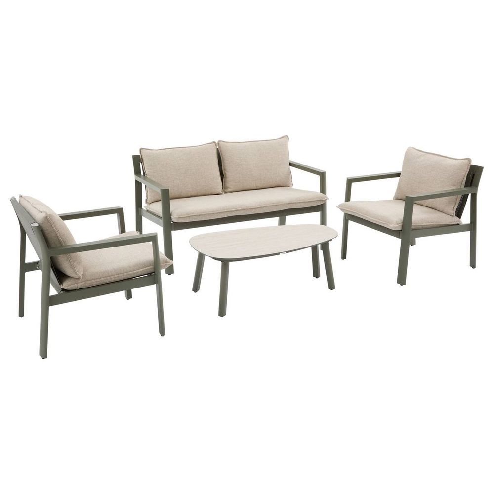 Salon de jardin flovia 4 places vert laurier