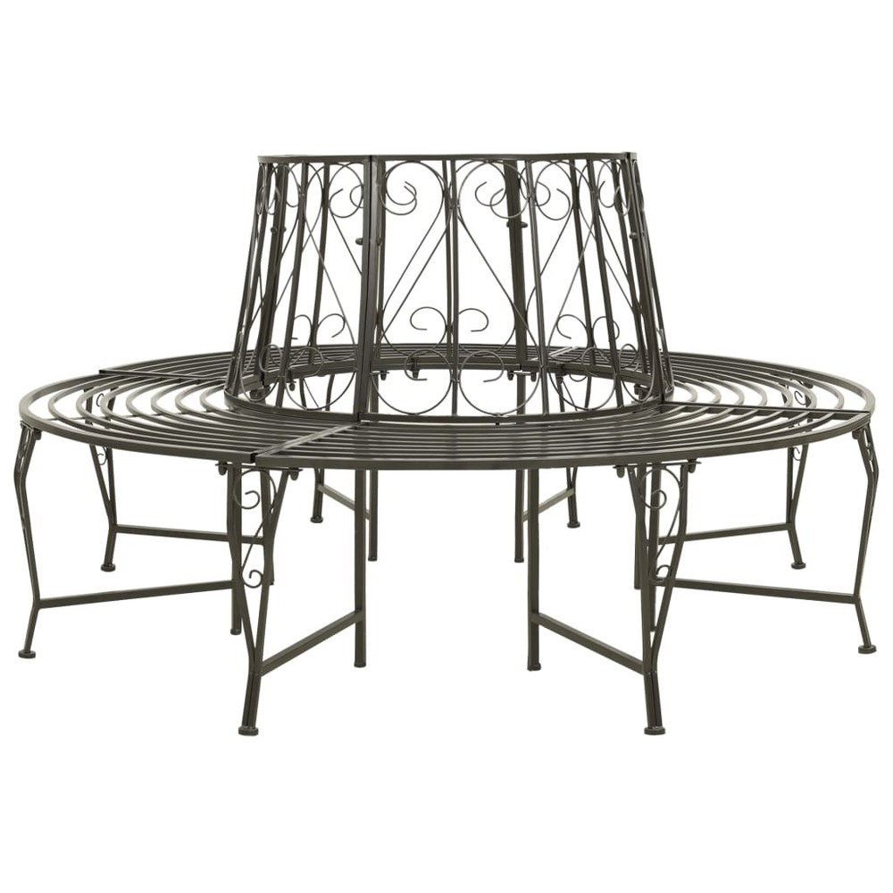 Banc de jardin meuble de patio d'extérieur terrasse circulaire de jardin 160 x 89 cm acier gris argenté