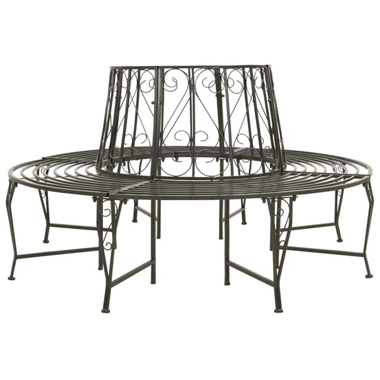 Banc de jardin meuble de patio d'extérieur terrasse circulaire de jardin 160 x 89 cm acier gris argenté
