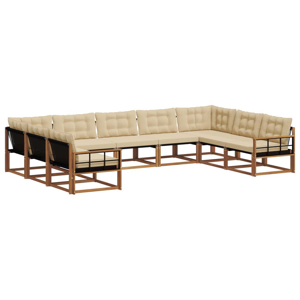 Ensemble de canapés d'extérieur 9 pc naturel et beige