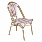 Chaise de terrasse bistrot parisien en aluminium et rotin rouge