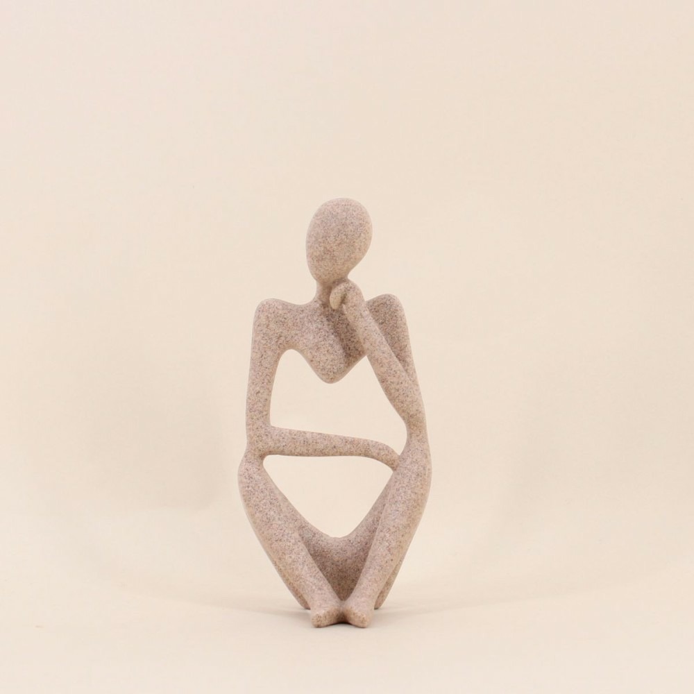Statuette penseur effet marbre beige 23cm