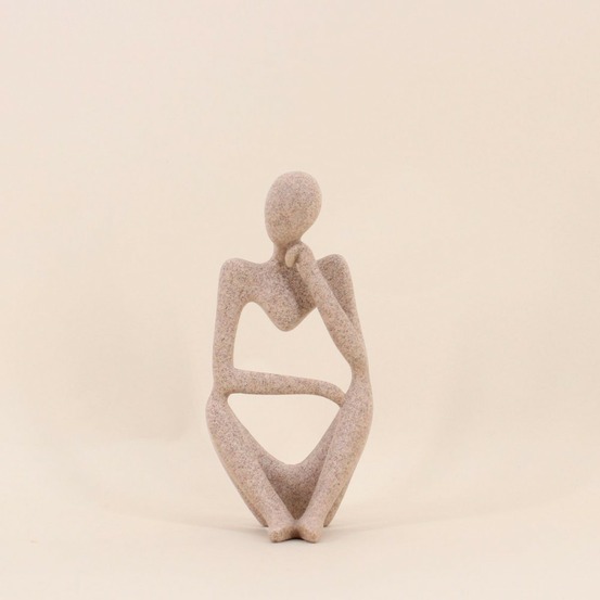Statuette penseur effet marbre beige 23cm