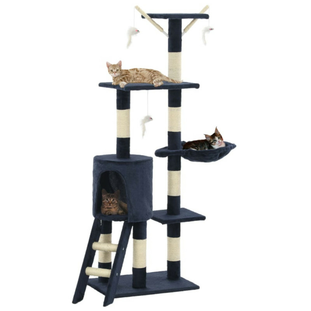 Arbre à chat avec griffoirs en sisal 138 cm bleu foncé