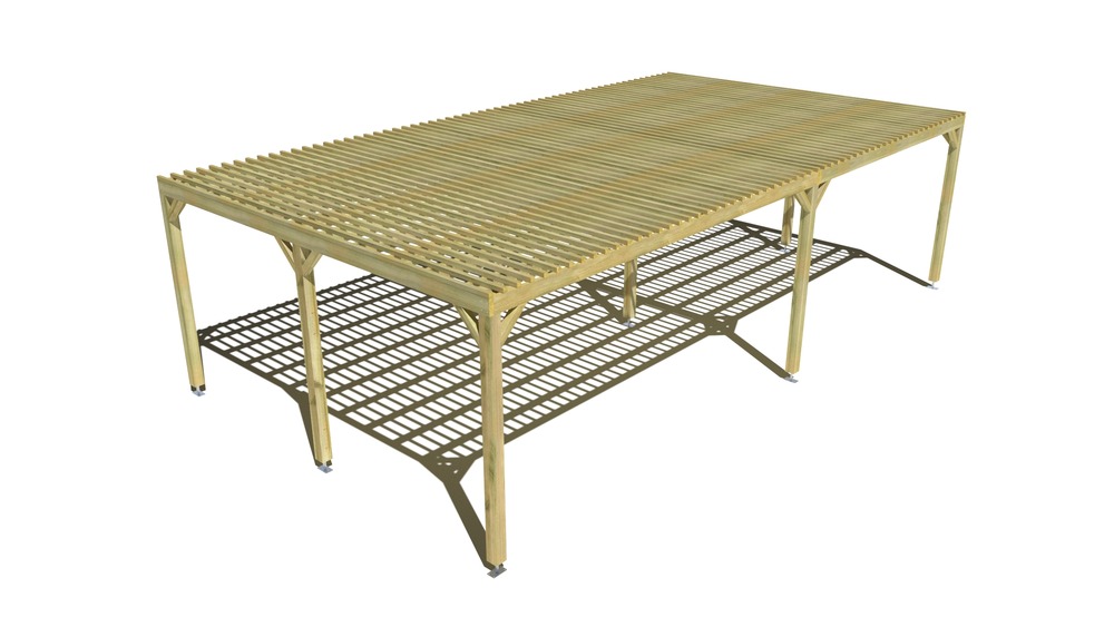 Pergola bois • 9m x 5m • indépendante • sens largeur • lattage bois • livraison comprise
