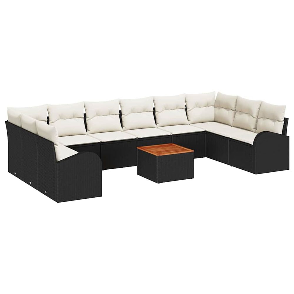 Ensemble de canapé de jardin 11 pc noir et crème polyrotin