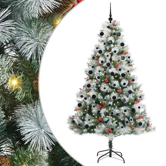 Sapin de noël artificiel vert et blanc 240 cm