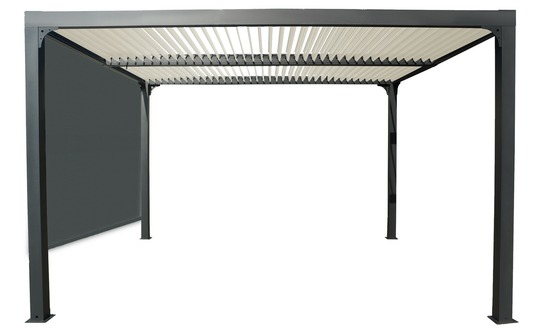 Pergola bioclimatique aluminium 10,80 m² + rideau manuel - coloris gris