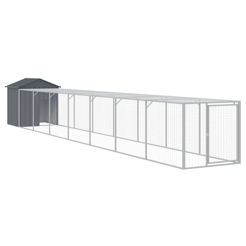 Poulailler avec cour anthracite 117x813x123 cm acier galvanisé