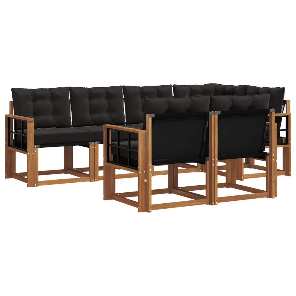 Ensemble de canapés d'extérieur 7 pcs naturel et noir
