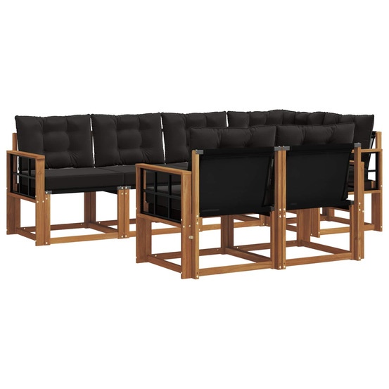 Ensemble de canapés d'extérieur 7 pcs naturel et noir