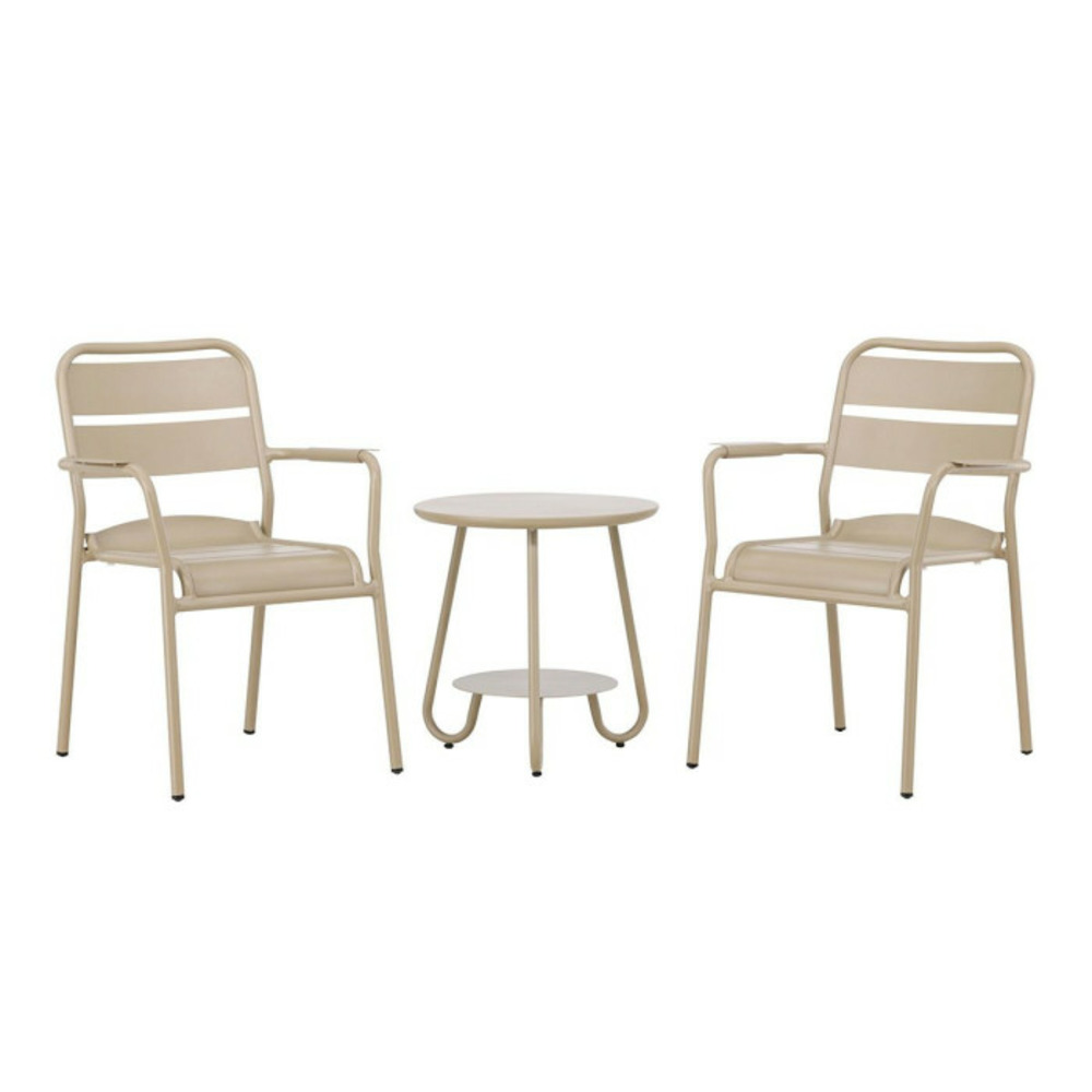 Ensemble table d'appoint de jardin & 2 chaises faro 55cm beige
