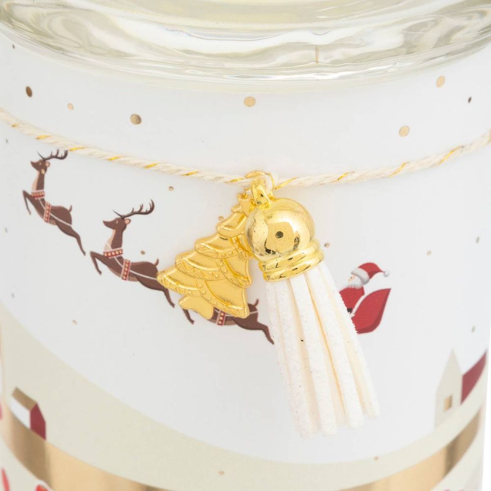 Bougie parfumée imprimée 265g pot verre assorti
