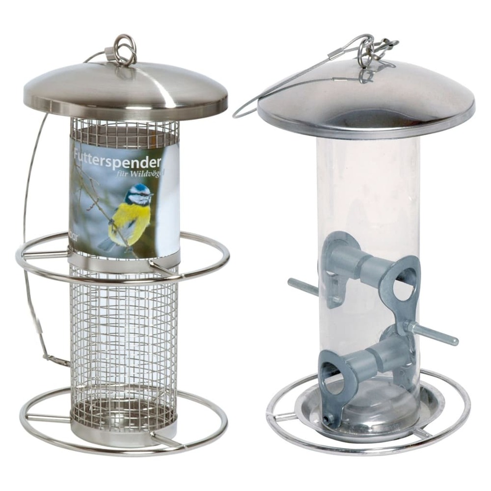 Mangeoire à oiseaux 14x14x26 cm argenté