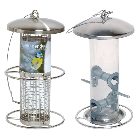 Mangeoire à oiseaux 14x14x26 cm argenté